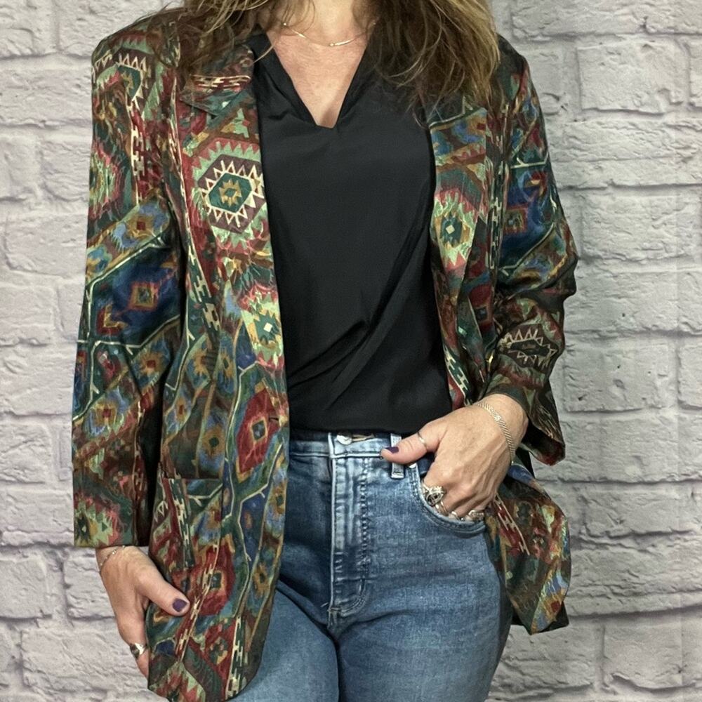 Vintage 90’s Danielle B Colorful Aztec-Inspired Blazer Jacket
